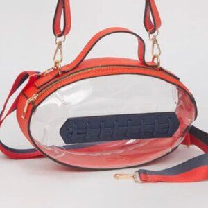 NWT Orange & Navy Blue Clear Football Crossbody Bag – Stadium Approved Gameday